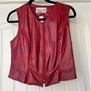 Vintage 90’s red Snakeskin pleather top size small grunge goth biker